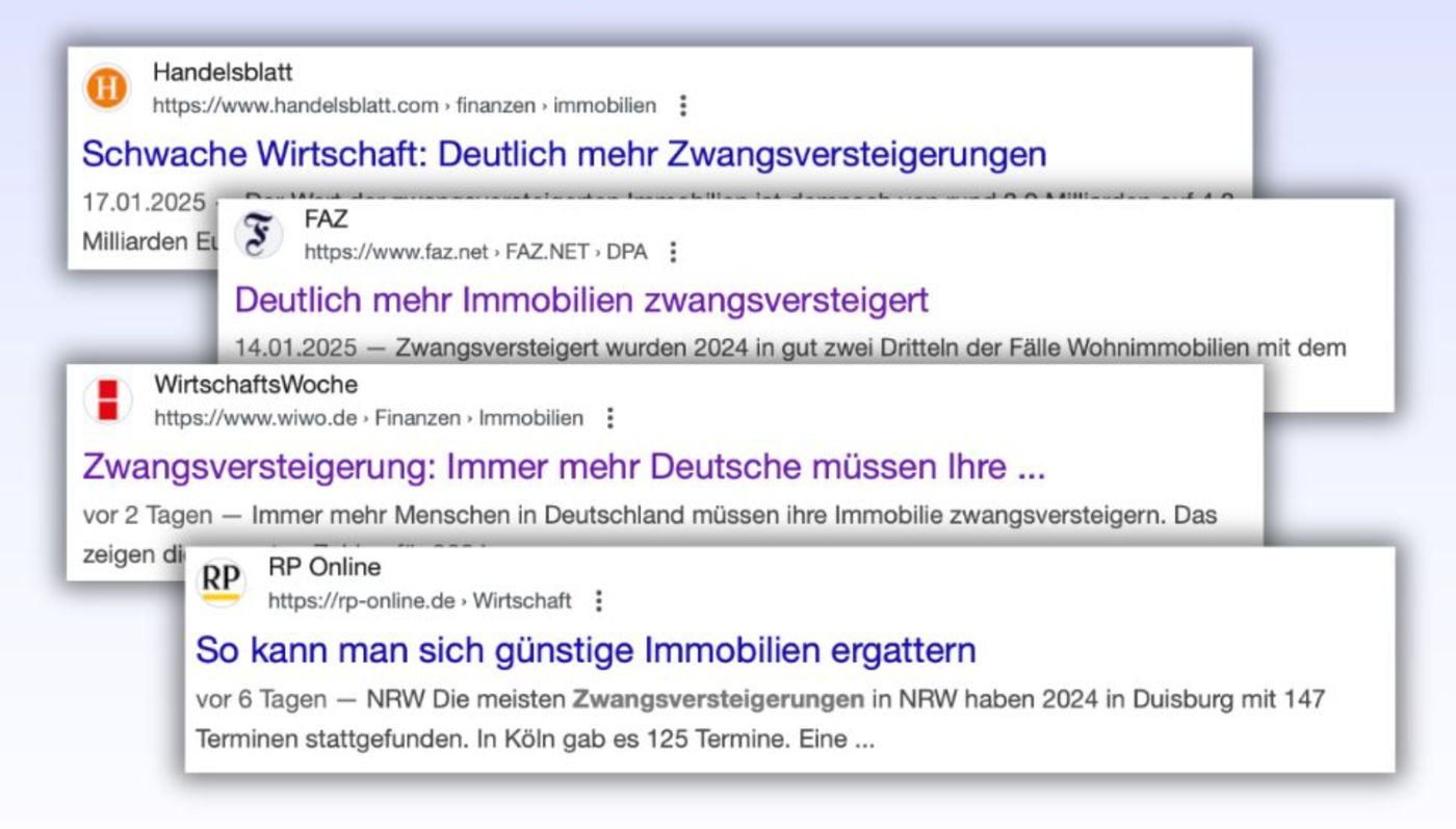 Aktuelle Artikel zum Zwangsversteigerungsmarkt