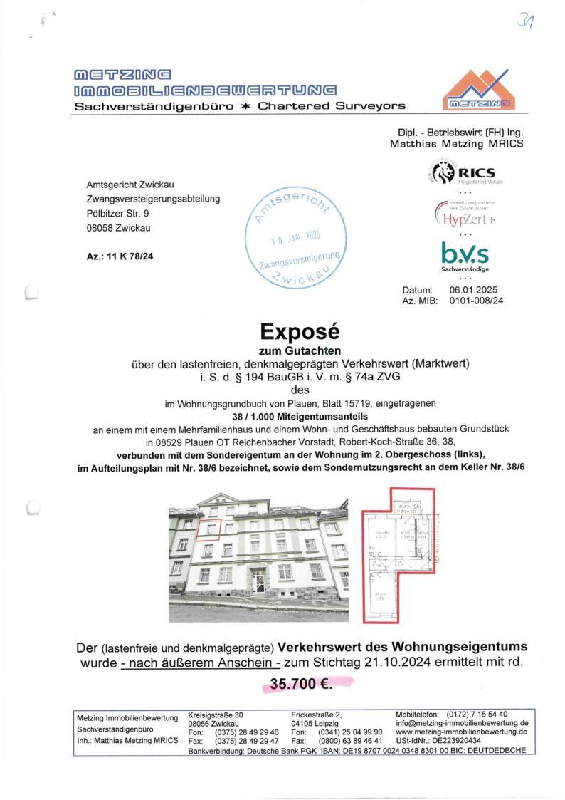 Eigentumswohnung (1 bis 2 Zimmer) in Plauen - Bild 1