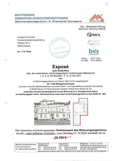 Eigentumswohnung (1 bis 2 Zimmer) in Robert-Koch-Straße 36 36,38, 08529 Plauen - Bild 1