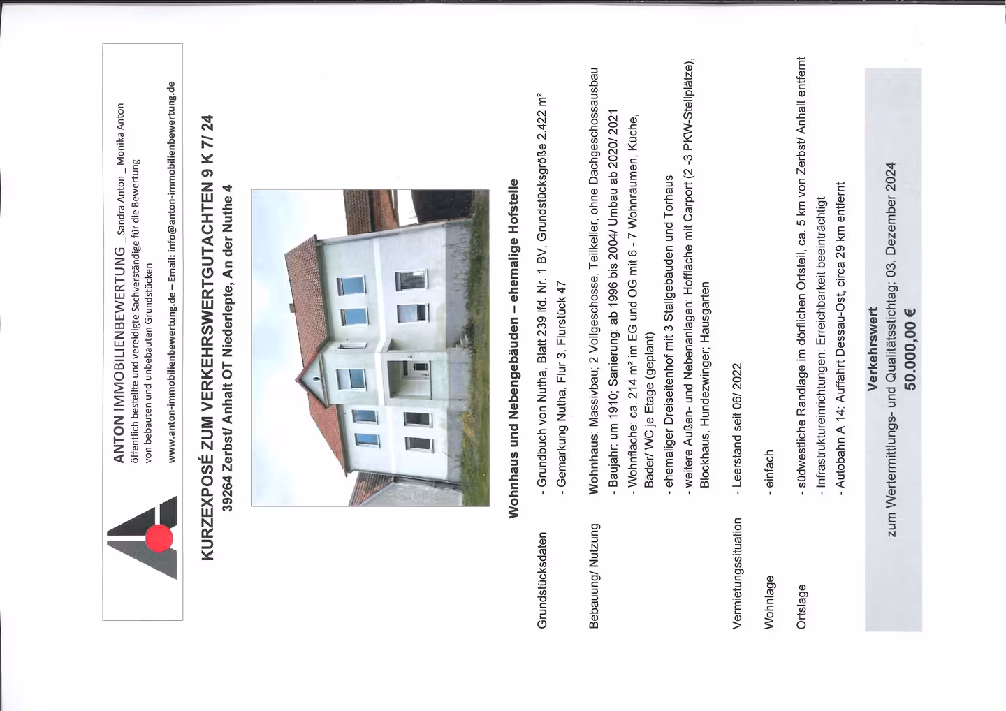 Wohnhaus mit Nebengebäuden - ehemalige Hofstelle in Zerbst/Anhalt - Bild 1