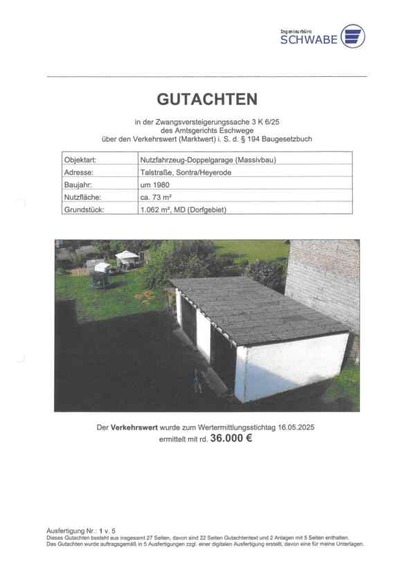 Sonstiges, Doppelgarage, Carport und Holzgartenhütte in Talstraße, 36205 Sontra, Heyerode - Bild 1