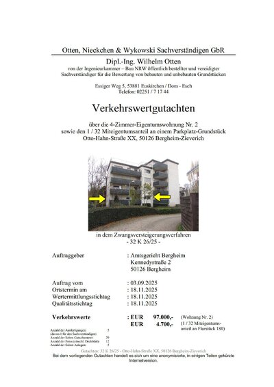 Kfz-Stellplatz (Tiefgarage), Eigentumswohnung (3 bis 4 Zimmer) in Otto-Hahn-Straße, 50126 Bergheim, Zieverich - Bild 1