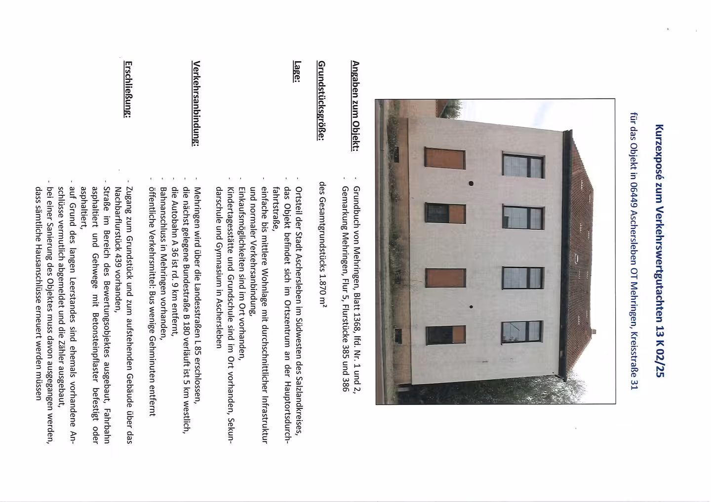 Wohn-/Geschäftshaus, Landwirtschaftliche Fläche; Wohnbaufläche, Grünfläche in Aschersleben - Bild 1