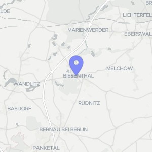 Karte von am nordwestl. Ortsrand der Stadt Biesenthal, westl. der Uhlandstraße, westl. des Ufers des großen Wukensees, 16359 Biesenthal