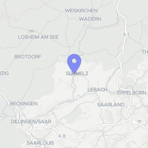 Karte von Ladenlokal, OG: Wintergarten) und 2 Garagengebäuden (5 Reihengaragen und 1 Einzelgarage mit Geräteraum): Theodor-Storm-Straße 1, 66839 Schmelz, Aussen